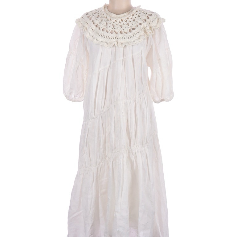 Sea New York White Long Sleeve Dress With Lace Detail